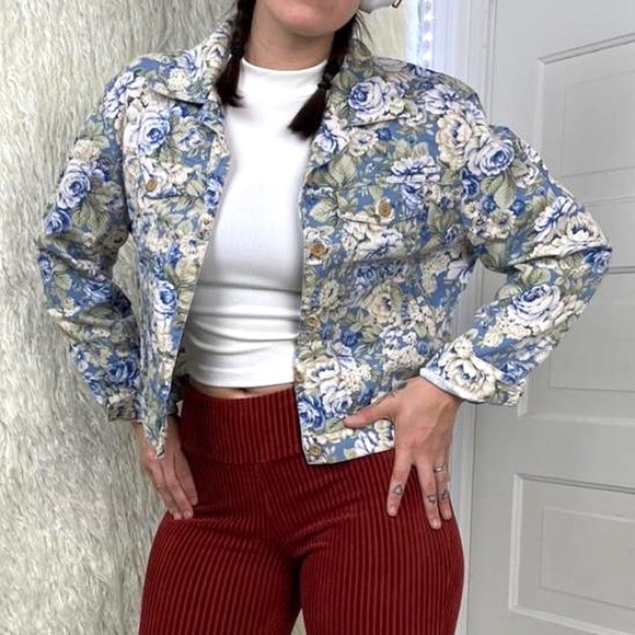 Vintage 90s Floral Button Up Lightweight Jacket - Picture 2 of 4